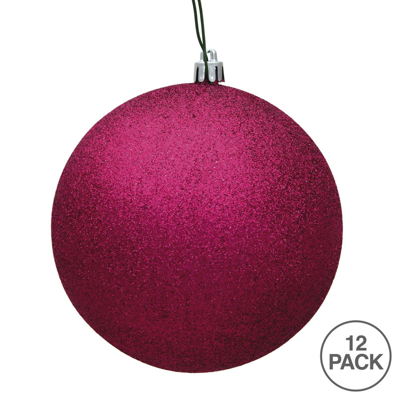 Holiday Décor Ball Ornament, Fuchsia, 3" H x 3" W x 3" D