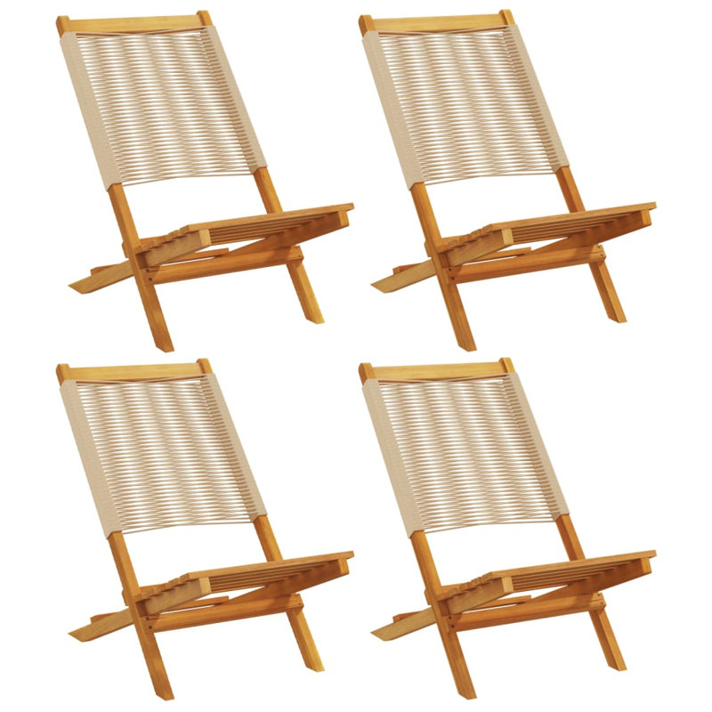 11-3 Polypropylene Garden Chair With Cushion Folding Chair Set, Beige