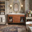 Meuble-lavabo mural 35,4 po avec lavabo en céramique, armoire en bois massif avec 2 tiroirs et 2 tablettes ouvertes
