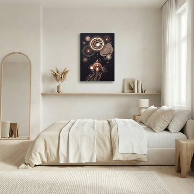 Abstract Geometric Shapes in Copper and Cream Canvas Wall Art