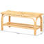 Banc d'appoint moderne de style bohémien avec construction naturelle, siège rectangulaire, une tablette ouverte, ornements enroulés et structure ajourée, couleur brune, 16,38 po de profondeur, 39,36 de largeur, 18,54 de hauteur, 13,95 lb