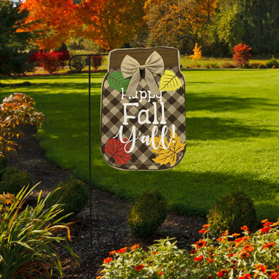 Fall Mason Jar Burlap Garden Flag