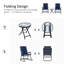 Mobilier de patio extérieur bleu marine avec 2 chaises berçantes et une table, pour le porche, le camping et le balcon