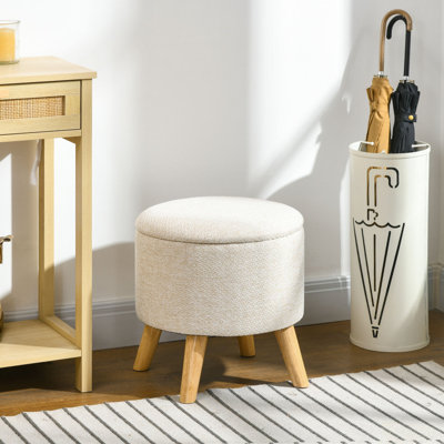 Repose-pieds avec tabouret rond avec plateau rembourré HOMcom, blanc crème