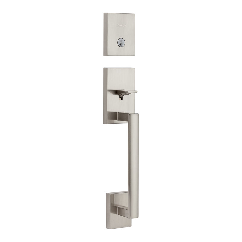 Kwikset 818SCELIP-15S Single Cylinder San Clemente Exterior Handleset with SmartKey with RCAL Latch and RCS Strike Satin Nickel Finish