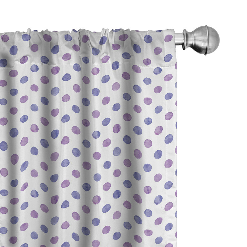 Polka Dots Semi-Sheer Rod Pocket Curtain Panels, 28" x 95"
