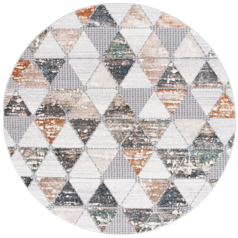 Amella 100 Performance Geometric Rug, Round 6'7"