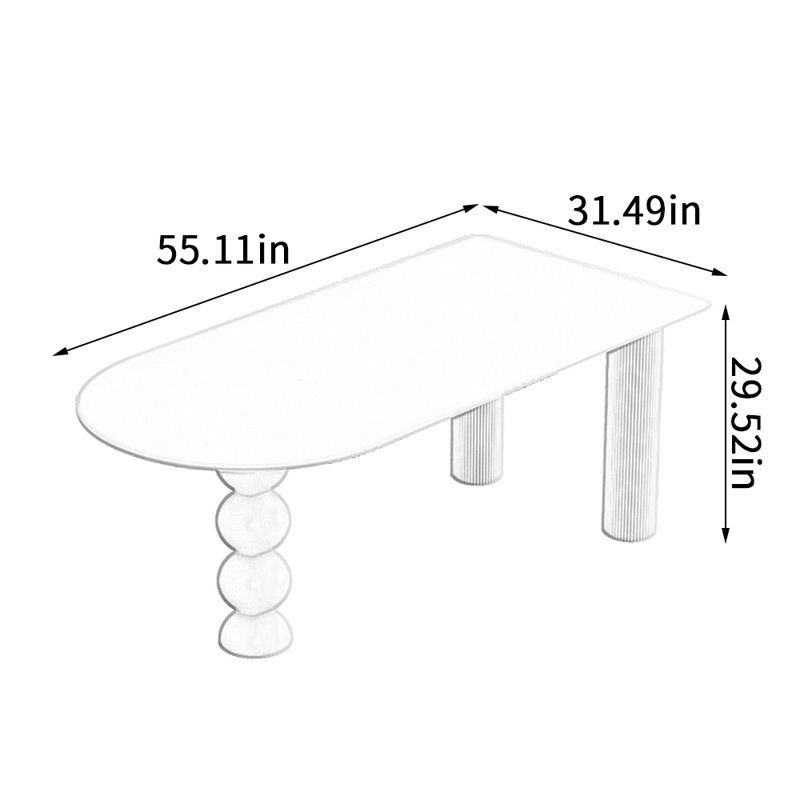 Table de salle à manger Modern, H 29,52 po x L 55,11 po x l 31,49 po