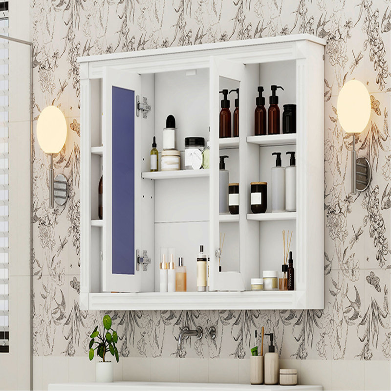 Armoire à miroir de salle de bain 47 po avec rangement, tablette réglable et tablettes ouvertes, armoire à pharmacie murale pour salle de bain, chambre à coucher, meuble-lavabo
