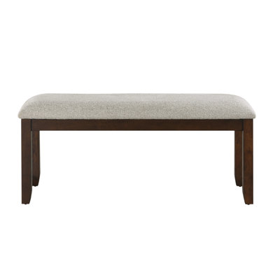 Chenille Upholstered Bench With Dark Cherry Finish For Splendid Dining Room In Charming