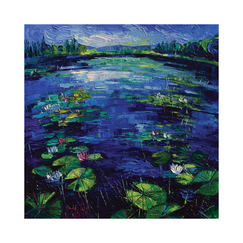 Water Lilies Magic by Mona Edulesco - Wrapped Canvas Painting, 30.48cm H x 30.48cm W x 1.91cm D