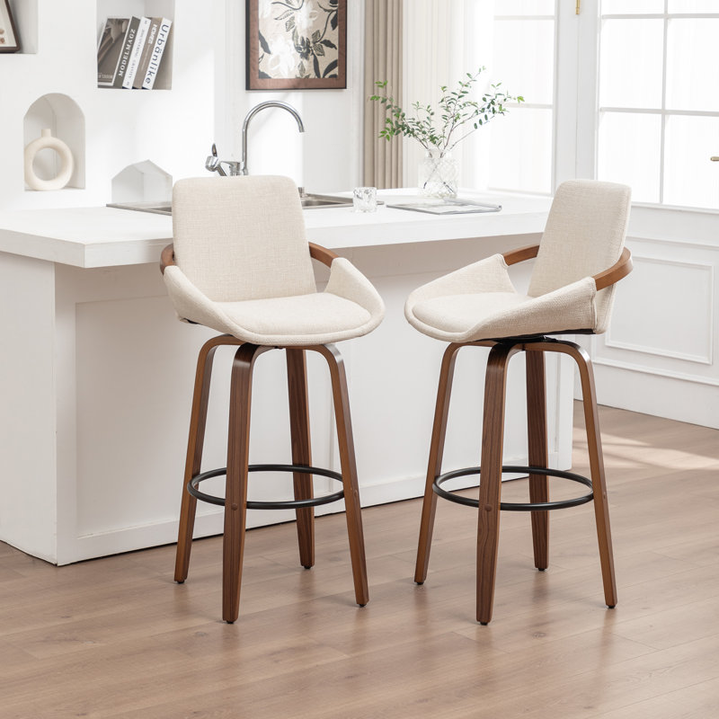 Swivel Upholstered Counter Stool, Beige, Counter Stool (63.5cm Seat Height)