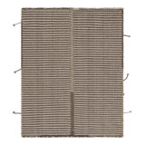 Rug & Kilim's Accent Kilim, Gray And White Textural Stripes With Beige Accents