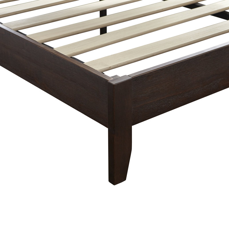 Lit plateforme en bois massif Chipman, Espresso, Grand
