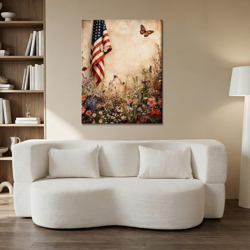 Vintage Floral Flag Wall Décor 32 X 24 in Juneteenth Canvas Wall Art