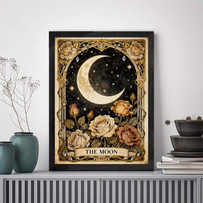 Art mural noir encadré noir «The Moon Tarot» - Art nouveau