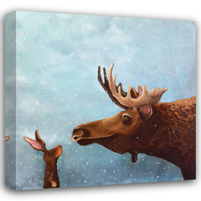 Art sur toile tendue par Union Rustic Stewart, Lucia, "Moose and Rabbit"