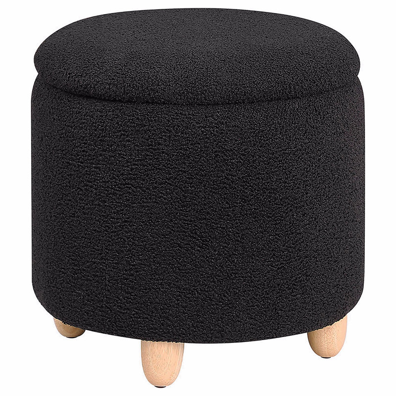Repose-pieds rond avec rangement, Brun