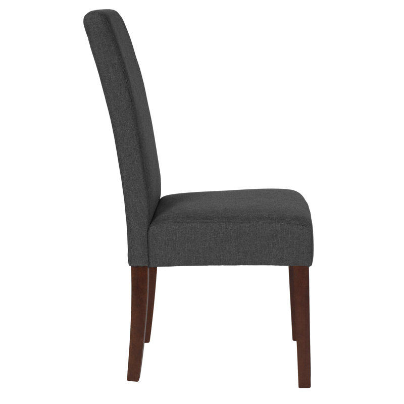 Arruda Upholstered Parsons Chairs-Panel Stitching, Gray
