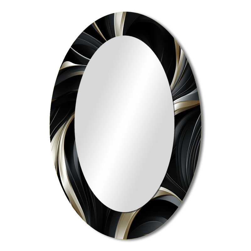 Smithtown - Miroir mural ovale noir glam, H 36 po x l 24 po