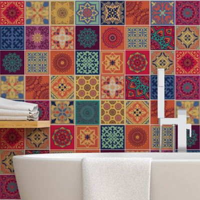 Rohrbach Tera Mandala Mediterranean Wall Tiles Sticker 15cm (6in) 48pcs