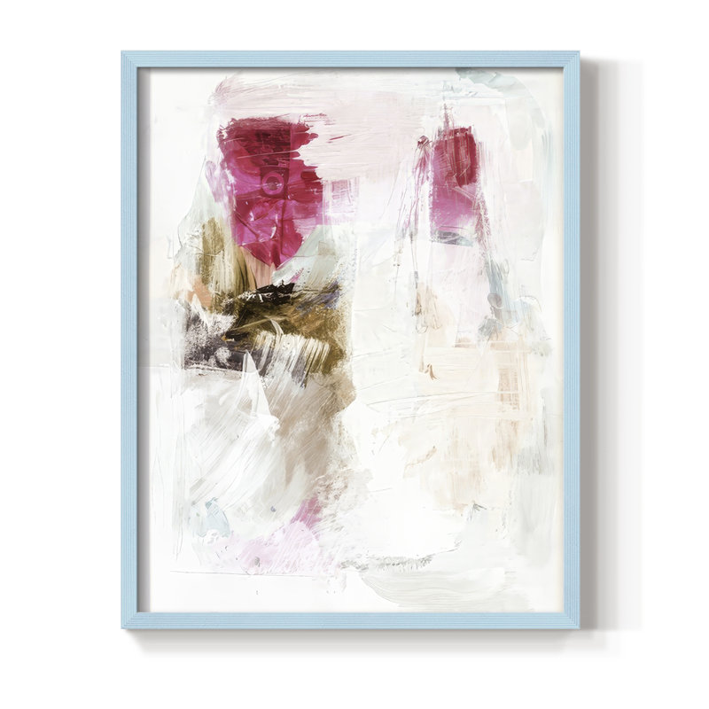 «Minimal Fuchsia Markings I», reproduction encadrée - bois massif, H 21 po x l 17 po, Bleu