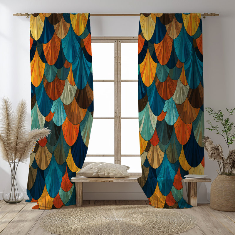 Colorful Maximalist Lined Window Curtains