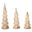 3 arbres de Noël en verre de table éclairés dorés