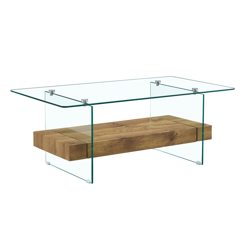 Table basse 43,3 pouces à deux couches, finition marbre, facile d'entretien, table de 40,3 pouces facile à démonter avec plateau en verre trempé et pieds, charge de 250 livres, élégante
