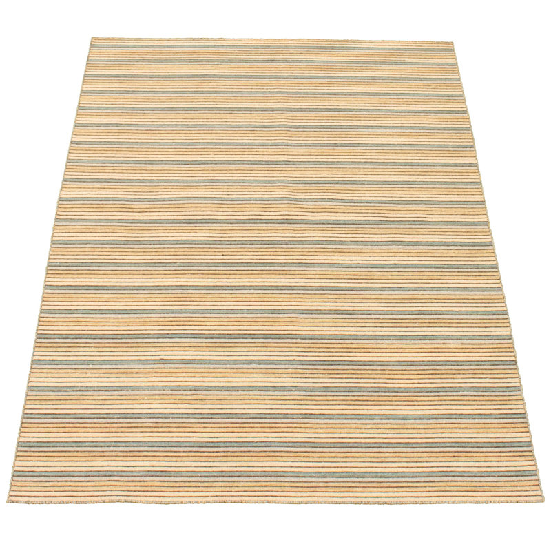 Tapis rayé en laine brun clair fait à la main Bruyere