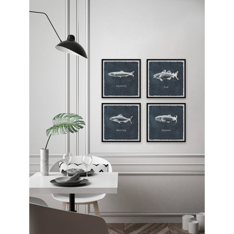 Towcester Herring And Salmon by Marmont Hill - 4 Piece Print Set, 81cm H x 81cm W x 3.81cm D