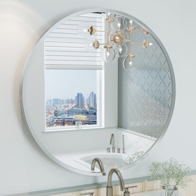 Amara Tempered Glass and Aluminum Alloy Framed French Cleat Mounted Wall Mirror