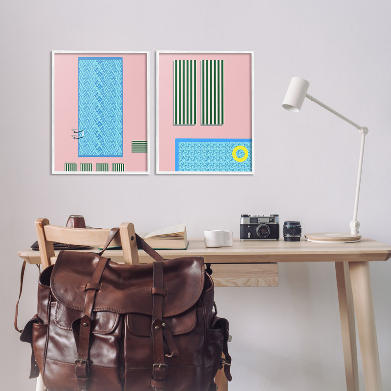 "Modern Piscine" par Regina Moore, 2 pièces sur toile, H 20 po x l 16 po