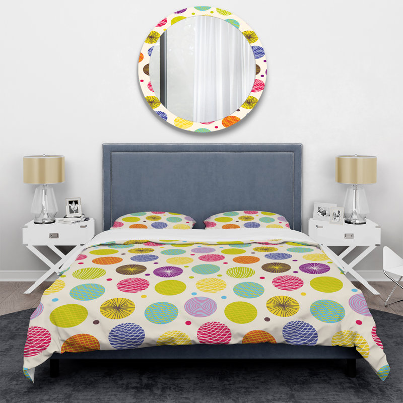 Ensemble de housse de couette en microfibre jaune / vert / bleu 3 pièces, Housse de couette double / grand + 2 taies décora