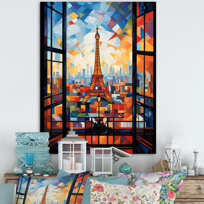 Cubic Paris Window View Elegant Sunset II - City Paris, art mural