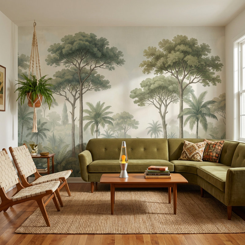 Papier peint paysage tropical, Non-Woven Nonpasted, 140" x 108"