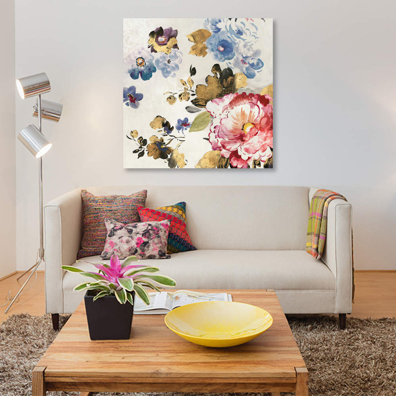 «French Flower II», reproduction sur toile, H 12 po x l 12 po x P 0,75 po, Toile tendue, Pas de tapis