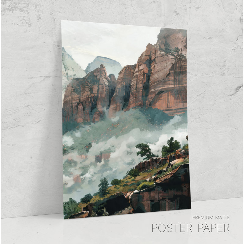 Parc national de Zion, ensemble de 3 estampes, montagne, aquarelle, affiche, art mural sur toile, Toile tendue