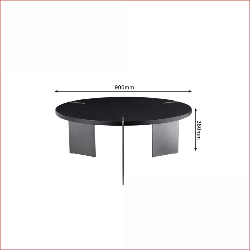 Table basse en bois de chêne noir pour le salon - Structure en métal robuste, écologique et facile à nettoyer, Noir