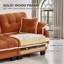 Canapé nuage orange 2 places en chenille avec pouf amovible, coussins capitonnés et finitions à pompons-355024012