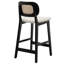 Mid‑Century Upholstered Faux Leather Rattan Back Bar Stools Counter Chairs-1646108521-1646108532