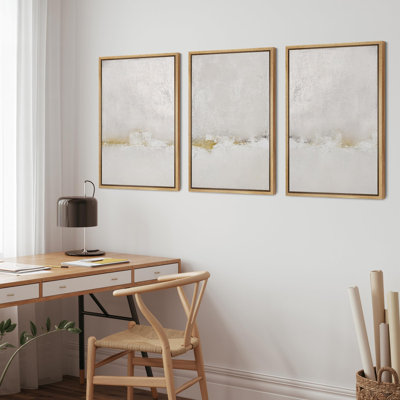Minimalist " Duotone Gray Green Pastel Watercolor Paint Strokes Abstract Minimal Modern Art " 3 Piece Art Print