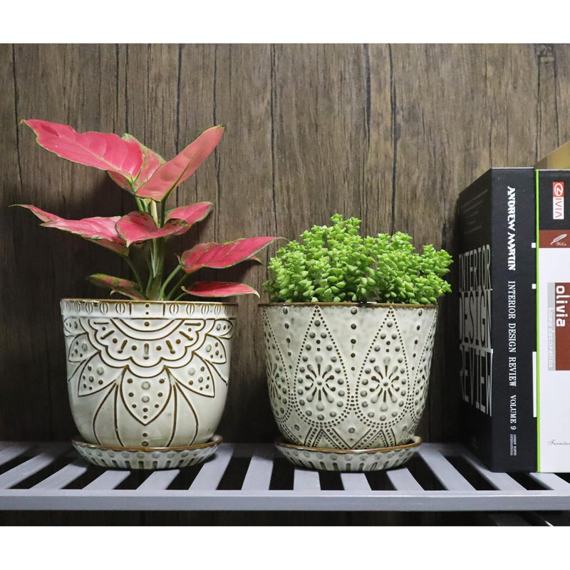 Ensemble de 6 pots à fleurs en céramique 6 perles