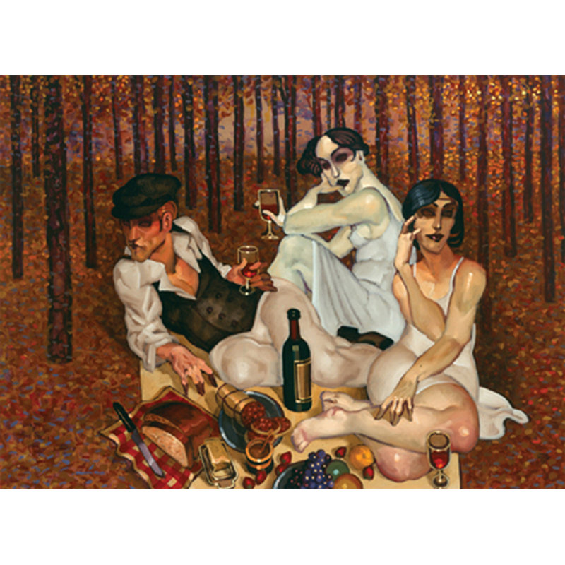 Pique-nique dans la forêt de Gustave Klimt par Juarez Machado - impression sur papier, H 16 po x l 20 po x P 0,1 po