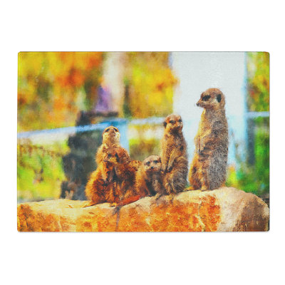 Family of Meerkats Painting Chopping Board