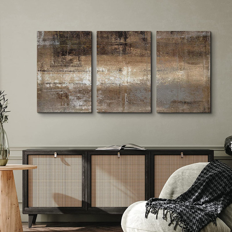 «Abstract Marble», ensemble de 3 reproductions sur toiles tendues, H 24 po x l 48 po x 1,5 po