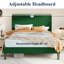 Lit plateforme tapissier en velours avec tête de lit capitonnée verticale ajustable-333766813-333766811