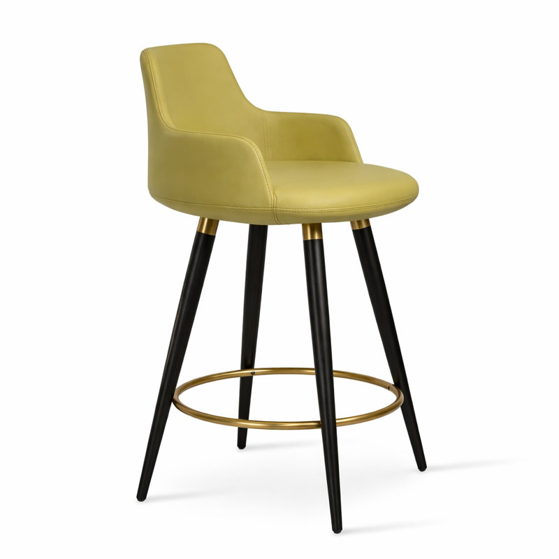 Tabouret Dervish Ana, Vert, Noir/laiton, Tabouret de comptoir 24 po (hauteur du siège)