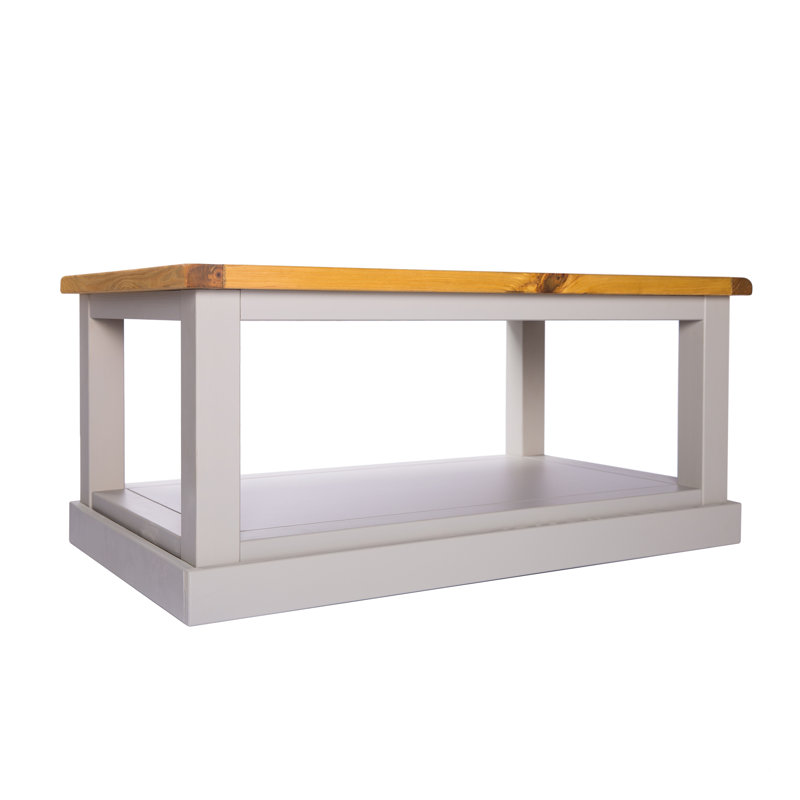 Harman Frame Coffee Table with Storage, Light Grey/Pine Top