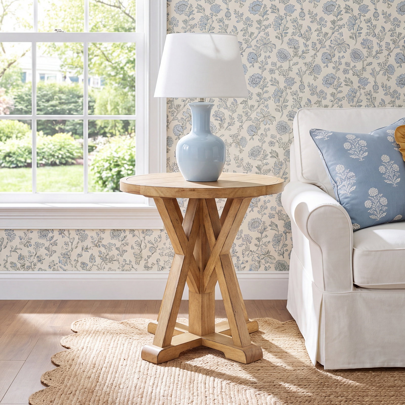 Mya Solid Wood End Table, Tan